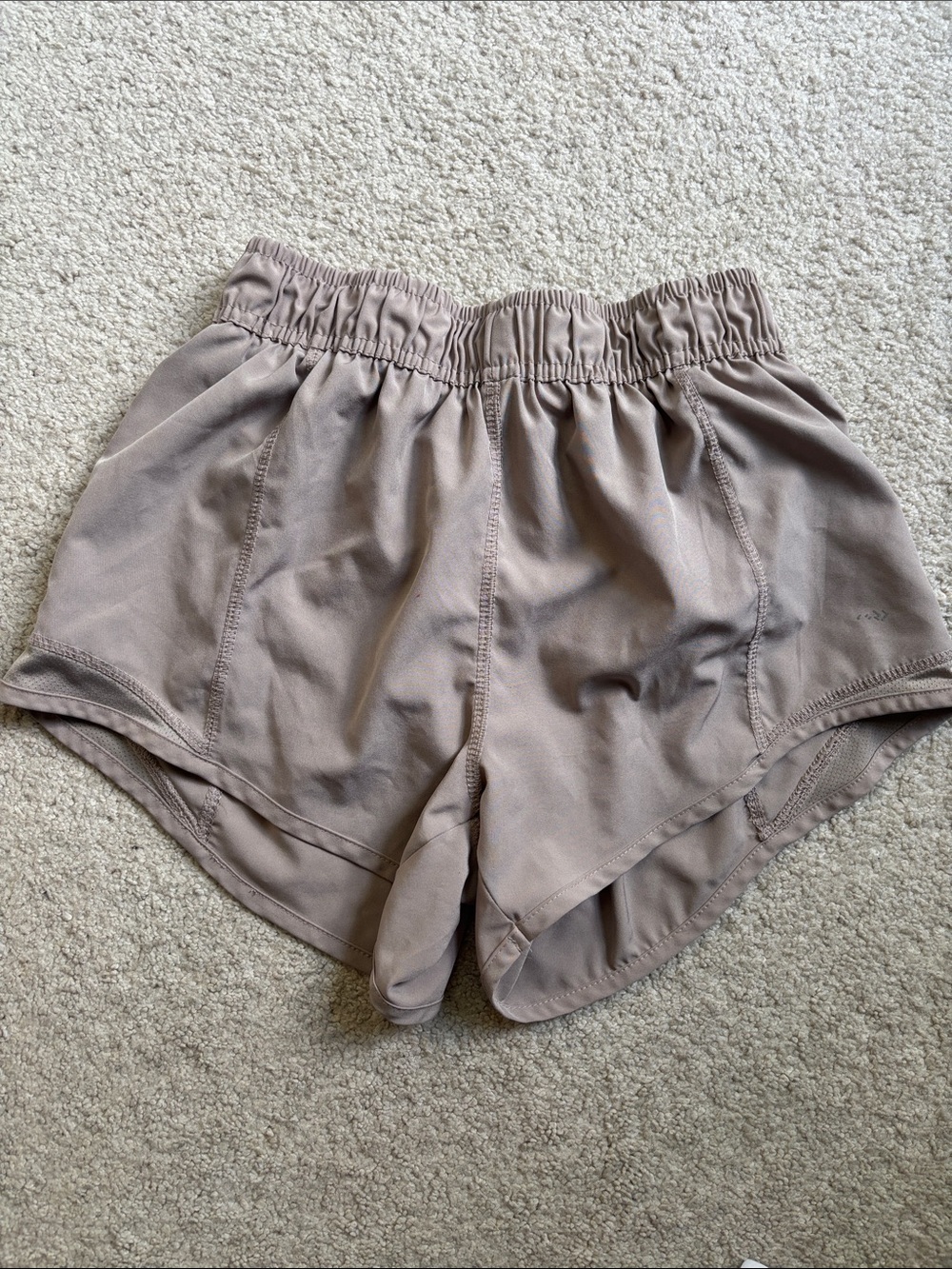 High-Waist Athletic Shorts in Taupe